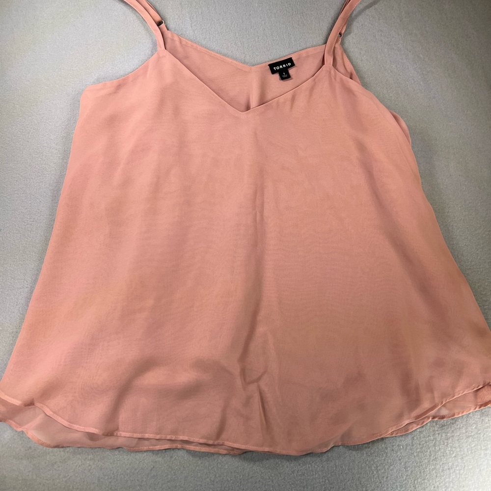 Torrid Peach Sheer Flowy Tank Top Size 1X